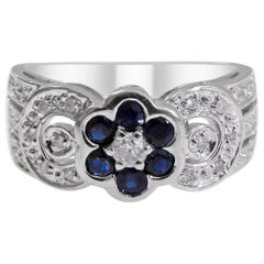 14 Karat Vintage Sapphire and Diamond Ladies Ring