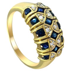 14 Karat Retro Sapphire and Diamond Ring