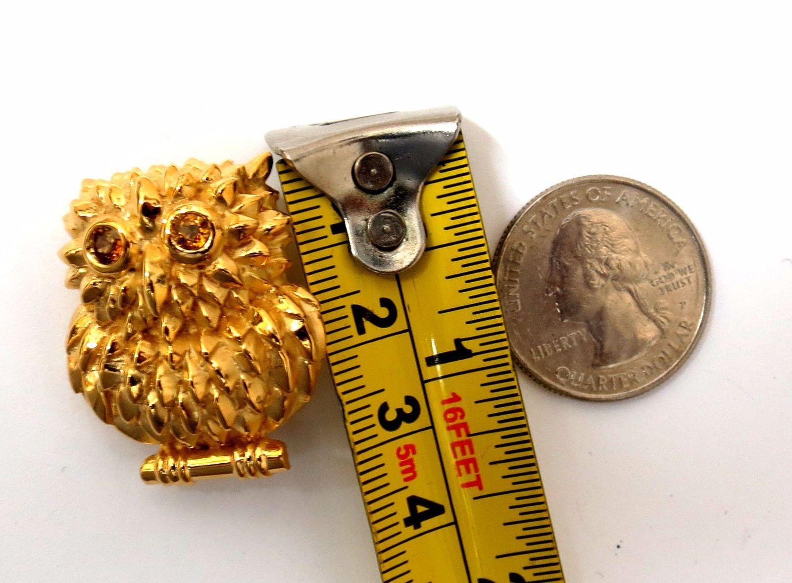 14 Karat Vintage Sapphire Owl Brooch Pin 3D Cute In New Condition In New York, NY