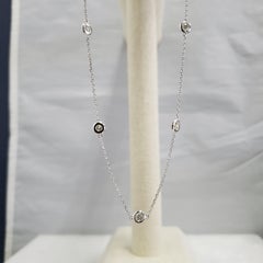 14 Karat White 1.08 Carat Natural Round-cut Diamonds by the Yard Necklace 17"