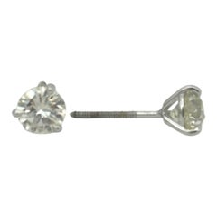 14 karat white, 1.22 carat natural diamond screw-back Stud Martini Earrings