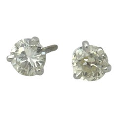 14 karat white, 1.22 carat natural diamond screw-back Stud Martini Earrings