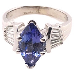 14 Karat White 2.43 Carat Tanzanite and Diamond Ring