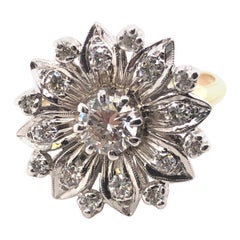 vs2 vs si2 14 Karat White and Yellow Gold 1.15 Carat H-K/ VS2-SI2 1950s Diamond Ring