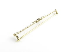 14 Karat White and Yellow Gold and Diamond Bar Pin