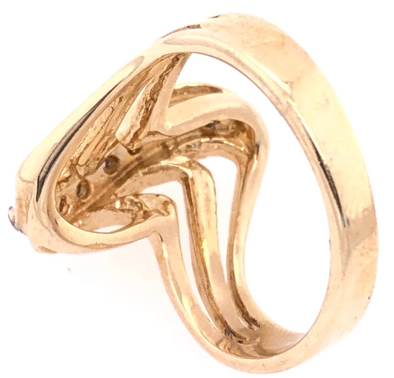 14 Karat White and Yellow Gold and Diamond Freeform Contemporary Ring ...