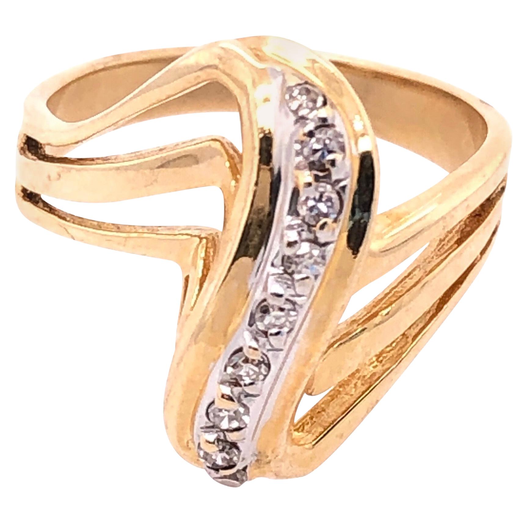 14 Karat White and Yellow Gold and Diamond Freeform Contemporary Ring