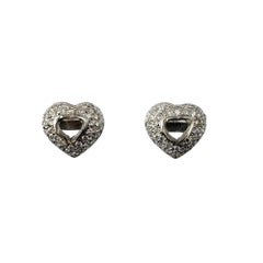 14 Karat White and Yellow Gold and Diamond Heart Stud Earrings #20951