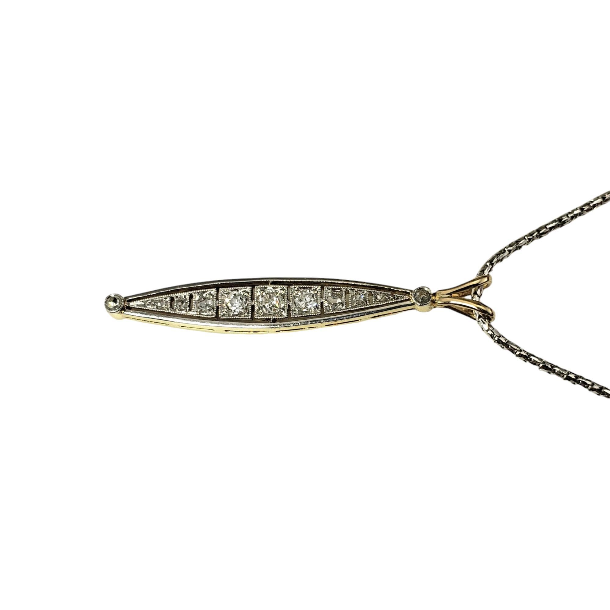 Contemporary 14 Karat White and Yellow Gold and Diamond Pendant Necklace #18847 For Sale