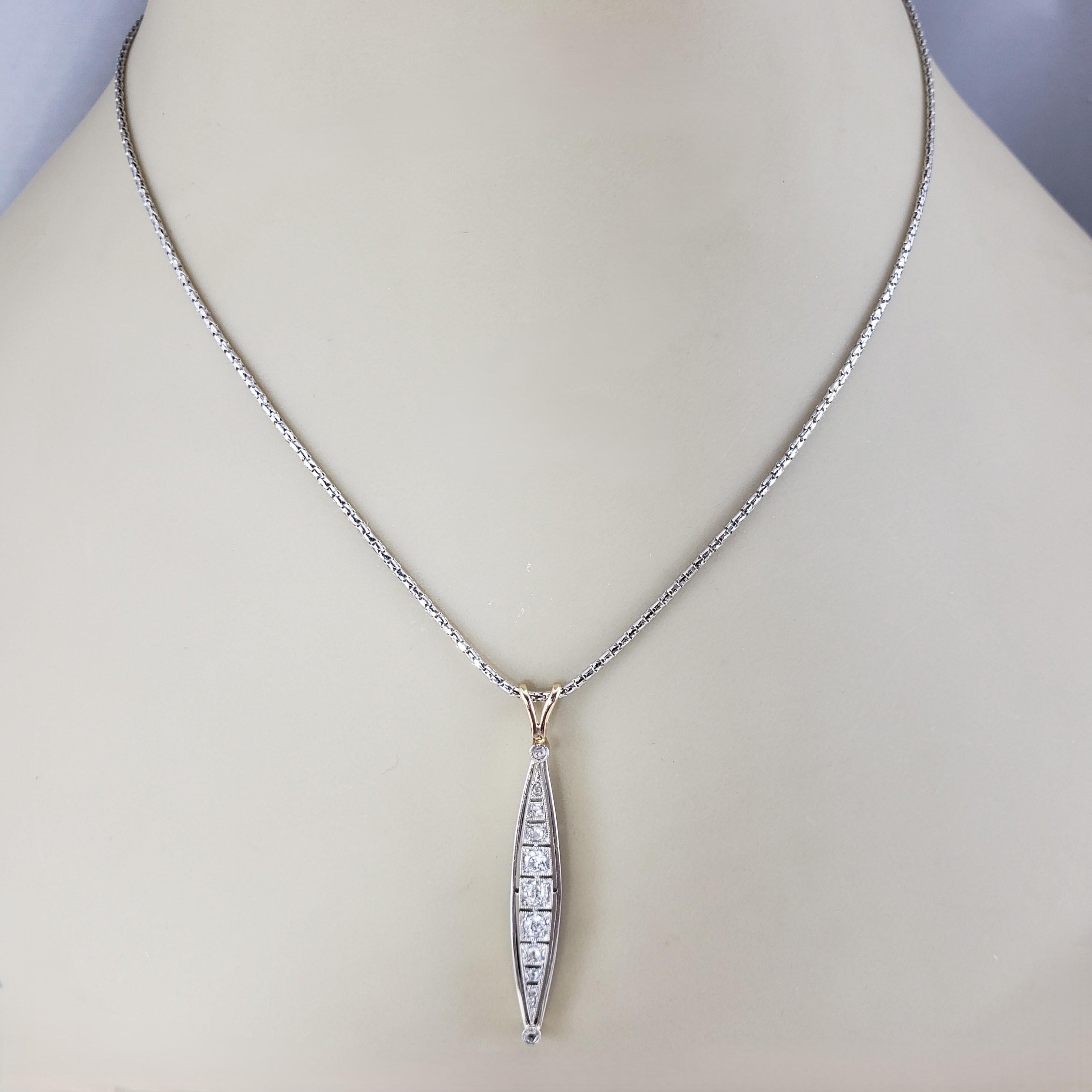 14 Karat White and Yellow Gold and Diamond Pendant Necklace #18847 In Good Condition For Sale In Washington Depot, CT