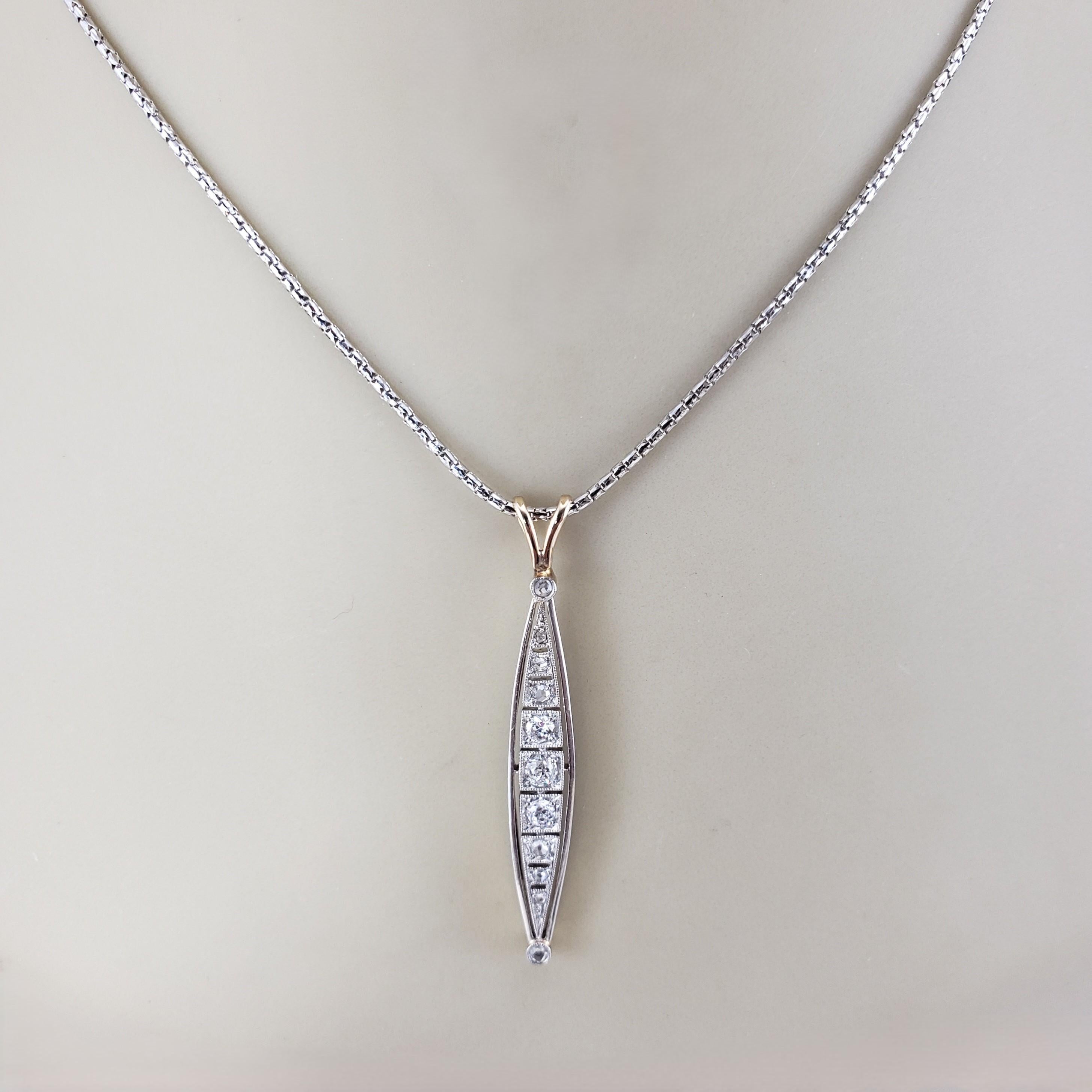 Women's 14 Karat White and Yellow Gold and Diamond Pendant Necklace #18847 For Sale