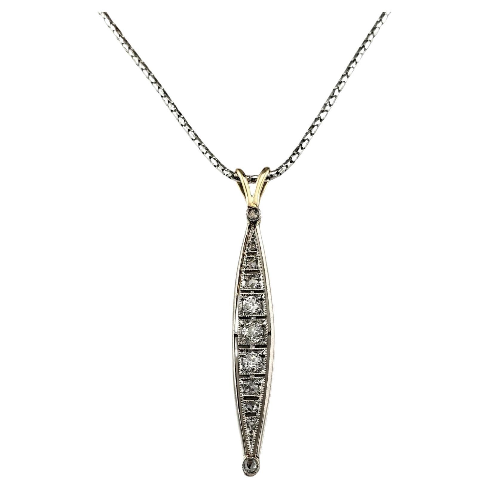 14 Karat White and Yellow Gold and Diamond Pendant Necklace #18847 For Sale