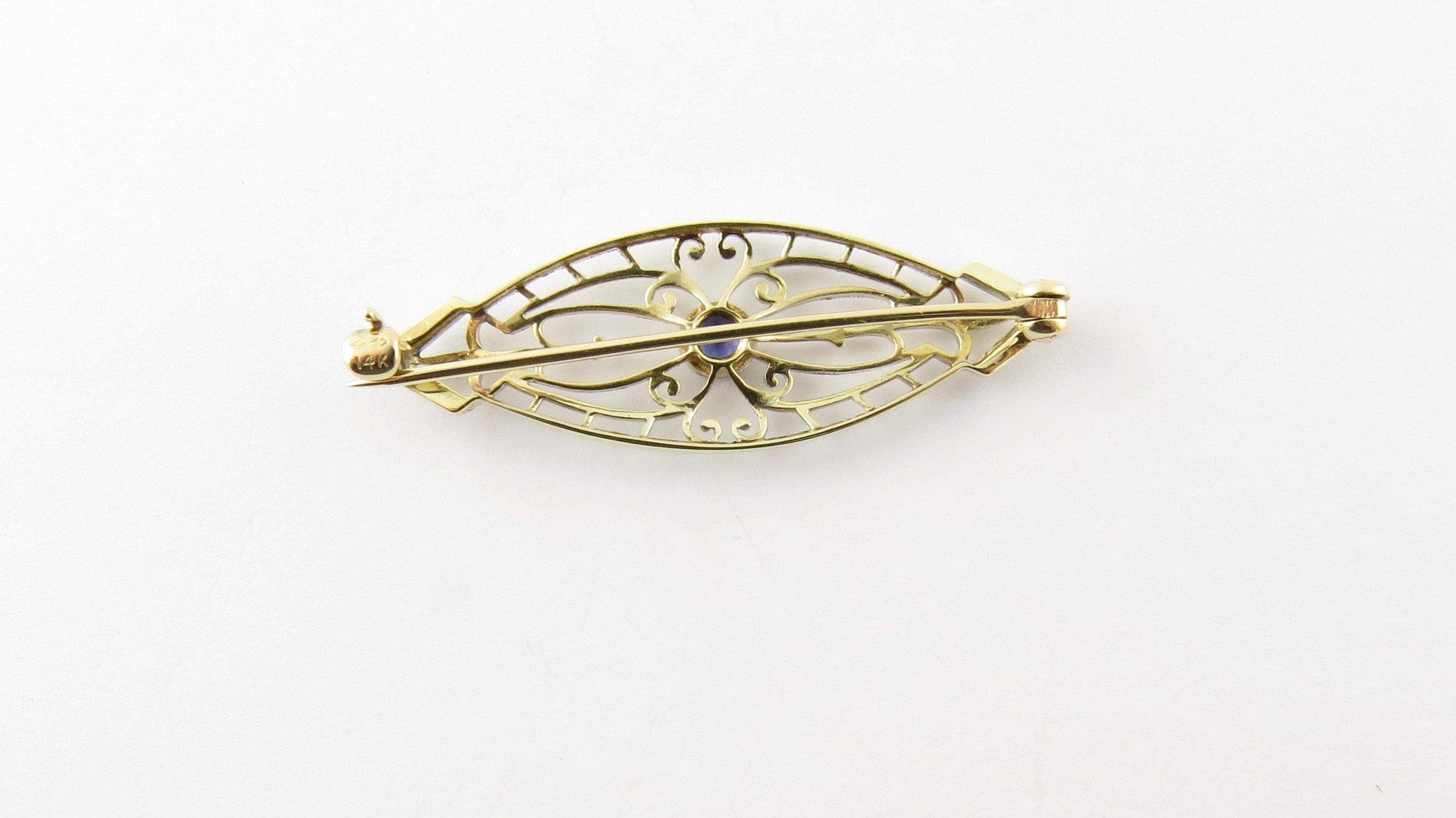 Women's 14 Karat White and Yellow Gold and Sapphire Brooch or Pin