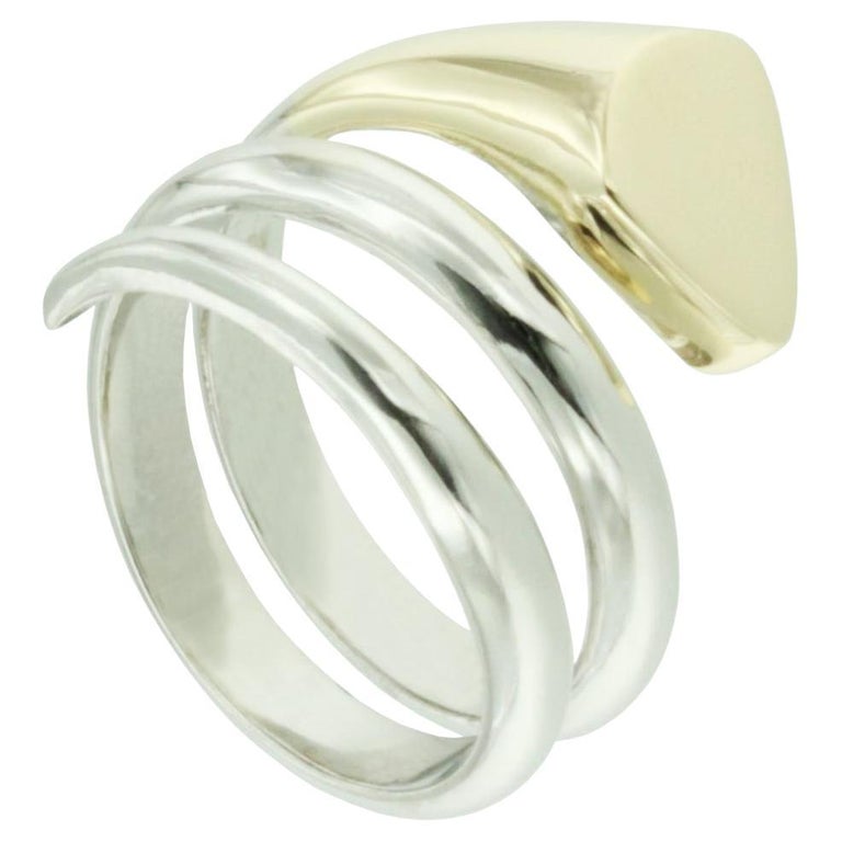 14 Karat White And Yellow Gold Cocktail Amazing Made in Italy Ring For ...