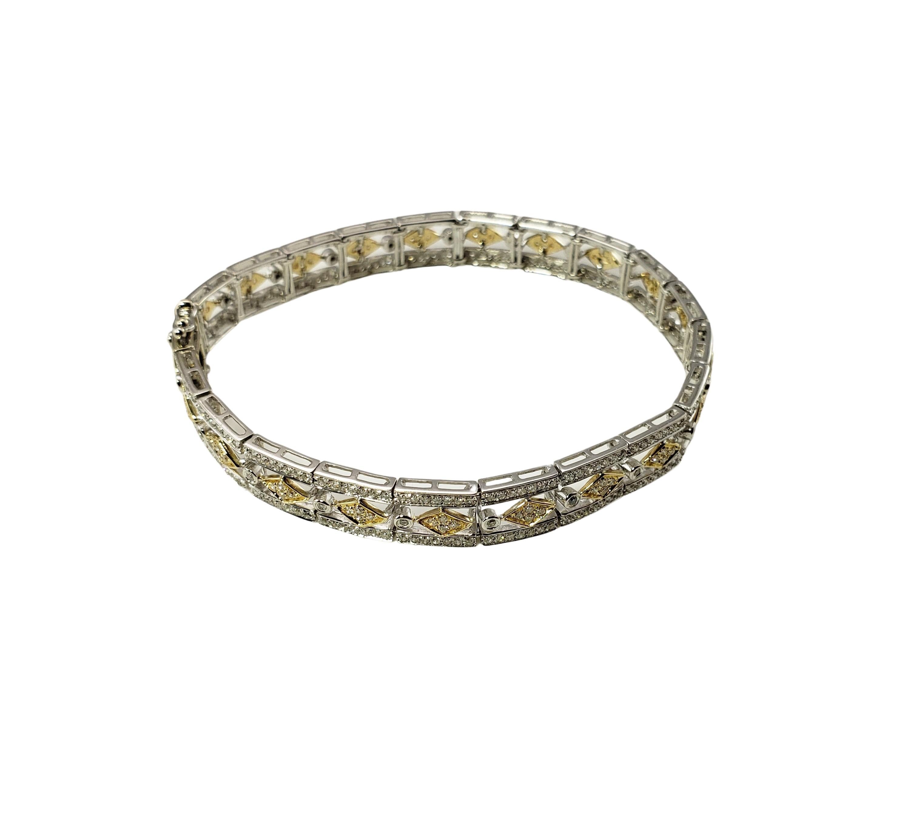 Single Cut 14 Karat White and Yellow Gold Diamond Bracelet For Sale