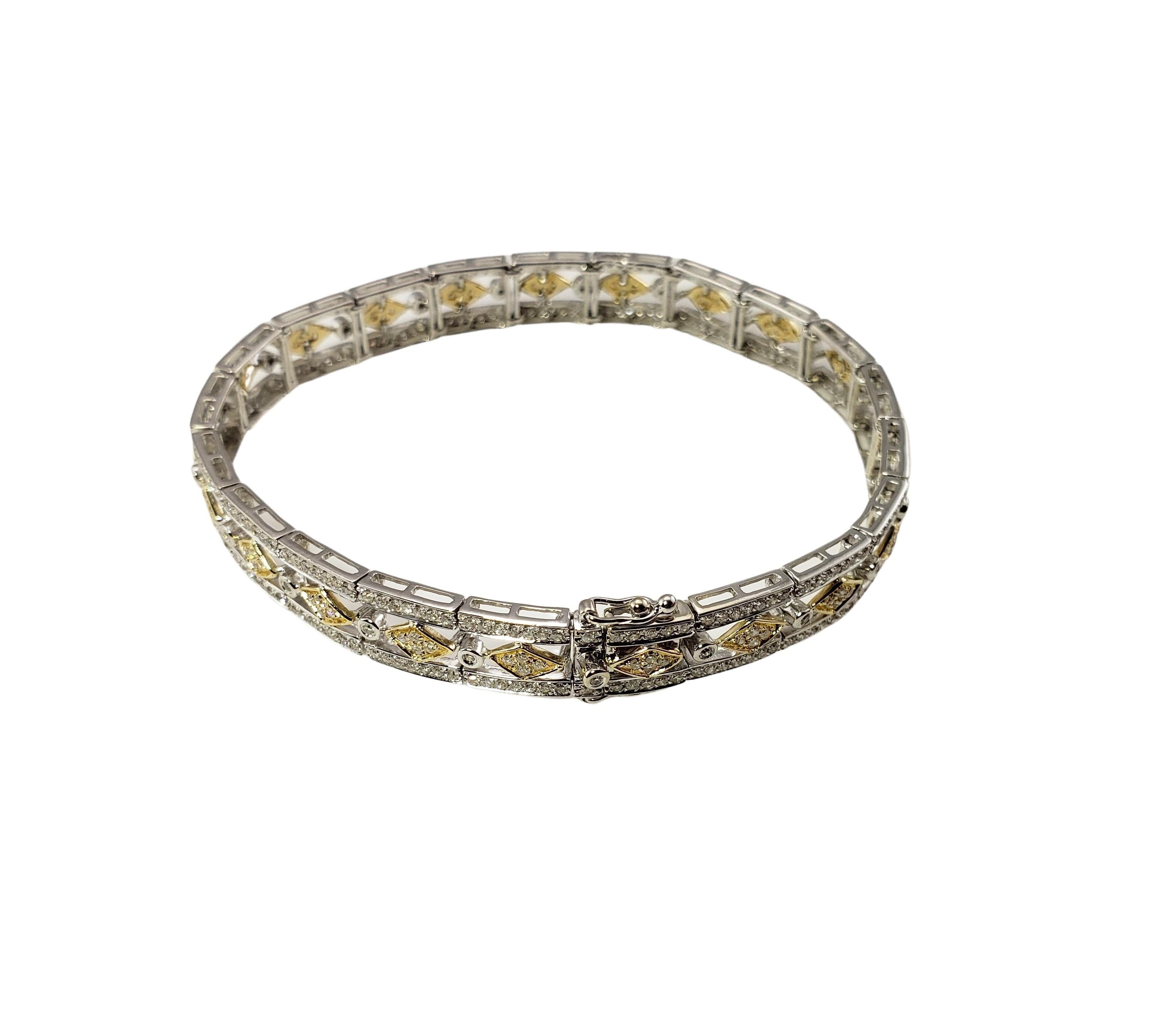 Women's 14 Karat White and Yellow Gold Diamond Bracelet For Sale