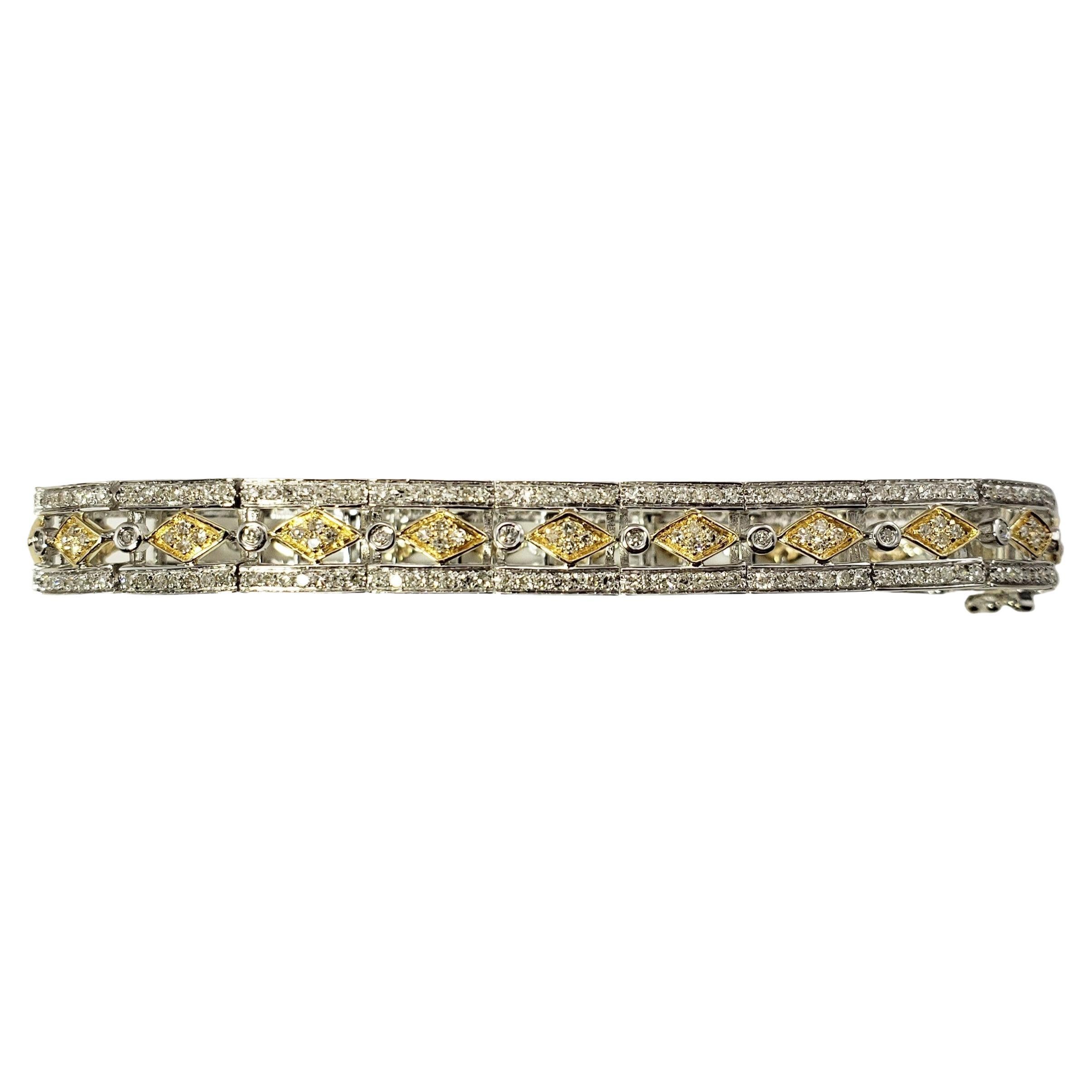 14 Karat White and Yellow Gold Diamond Bracelet For Sale