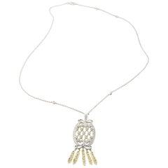 14 Karat White and Yellow Gold Diamond Pendant Necklace