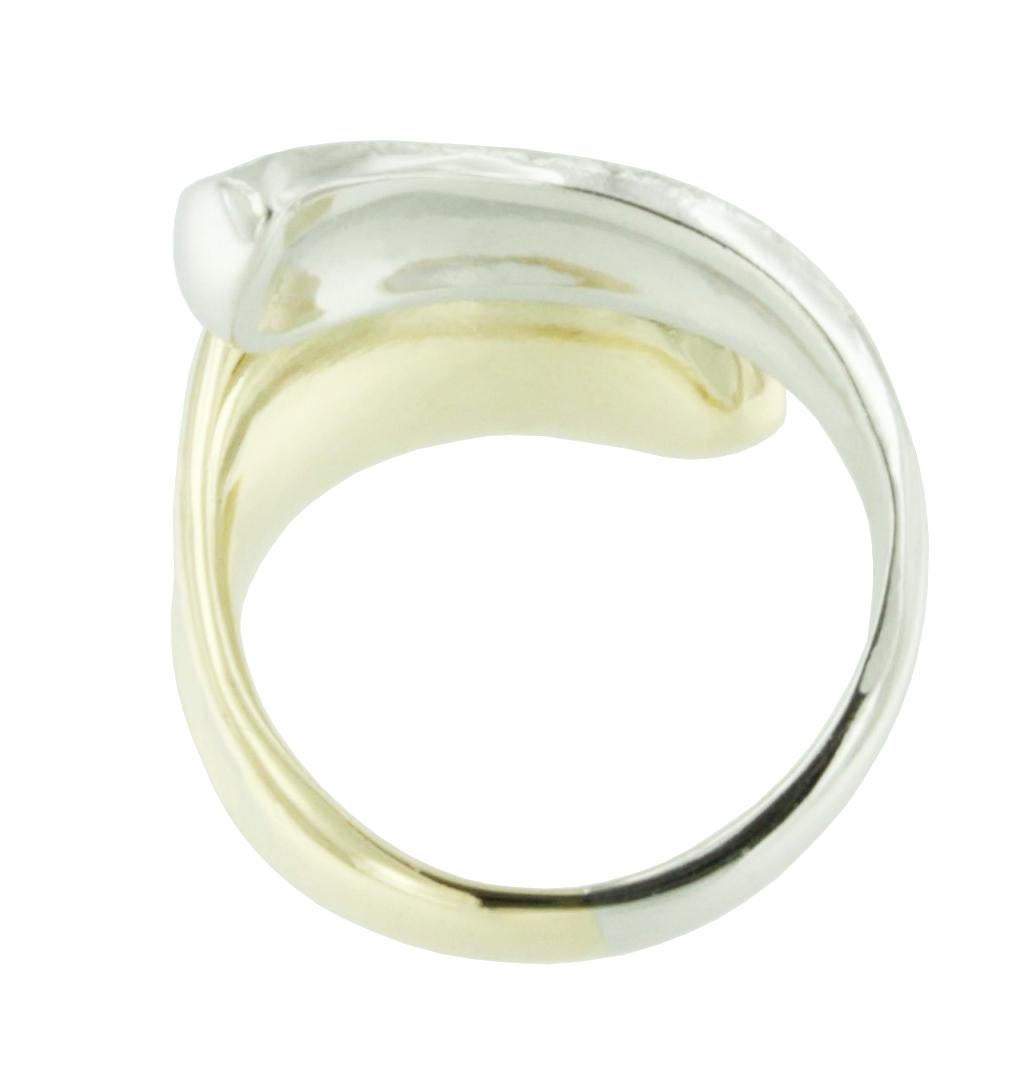 14 Karat White and Yellow Gold Modern Made in Italy  Ring In New Condition For Sale In GALLARATE, IT