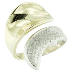 14 Karat White and Yellow Gold Modern Made in Italy  Ring