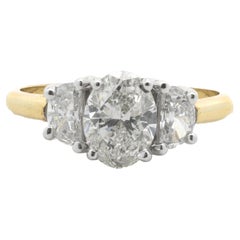 14 Karat White and Yellow Gold Oval Cut Diamond Engagement Ring 14 Karat White and Yellow Gold Oval Cut Diamond Engagement Ring