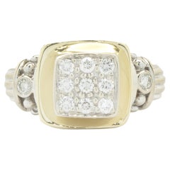 Bague en or blanc et jaune 14 carats avec pavé de diamants