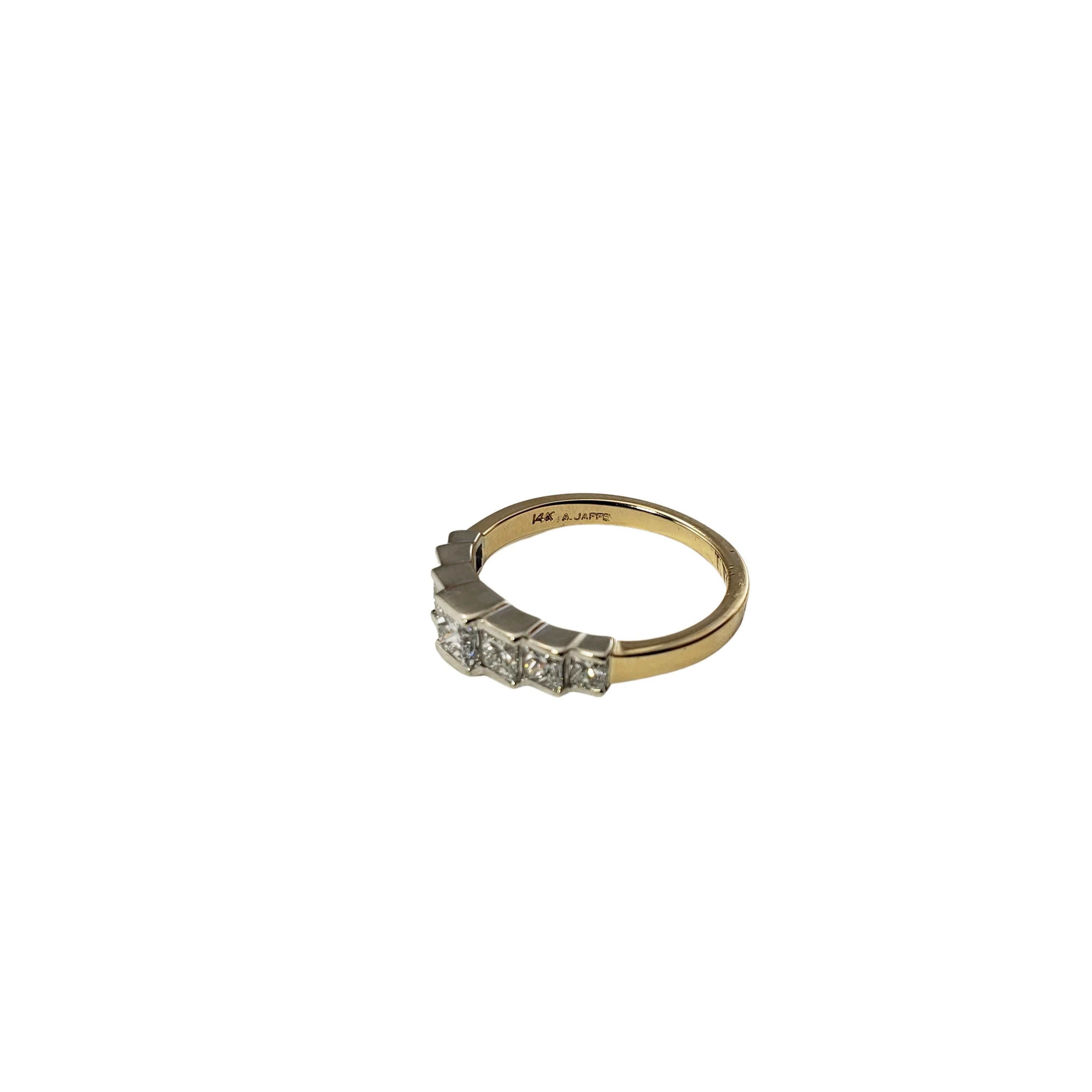 Women's 14 Karat White and Yellow Gold Princess Cut Diamond Ring Size 7.25 #18141 For Sale