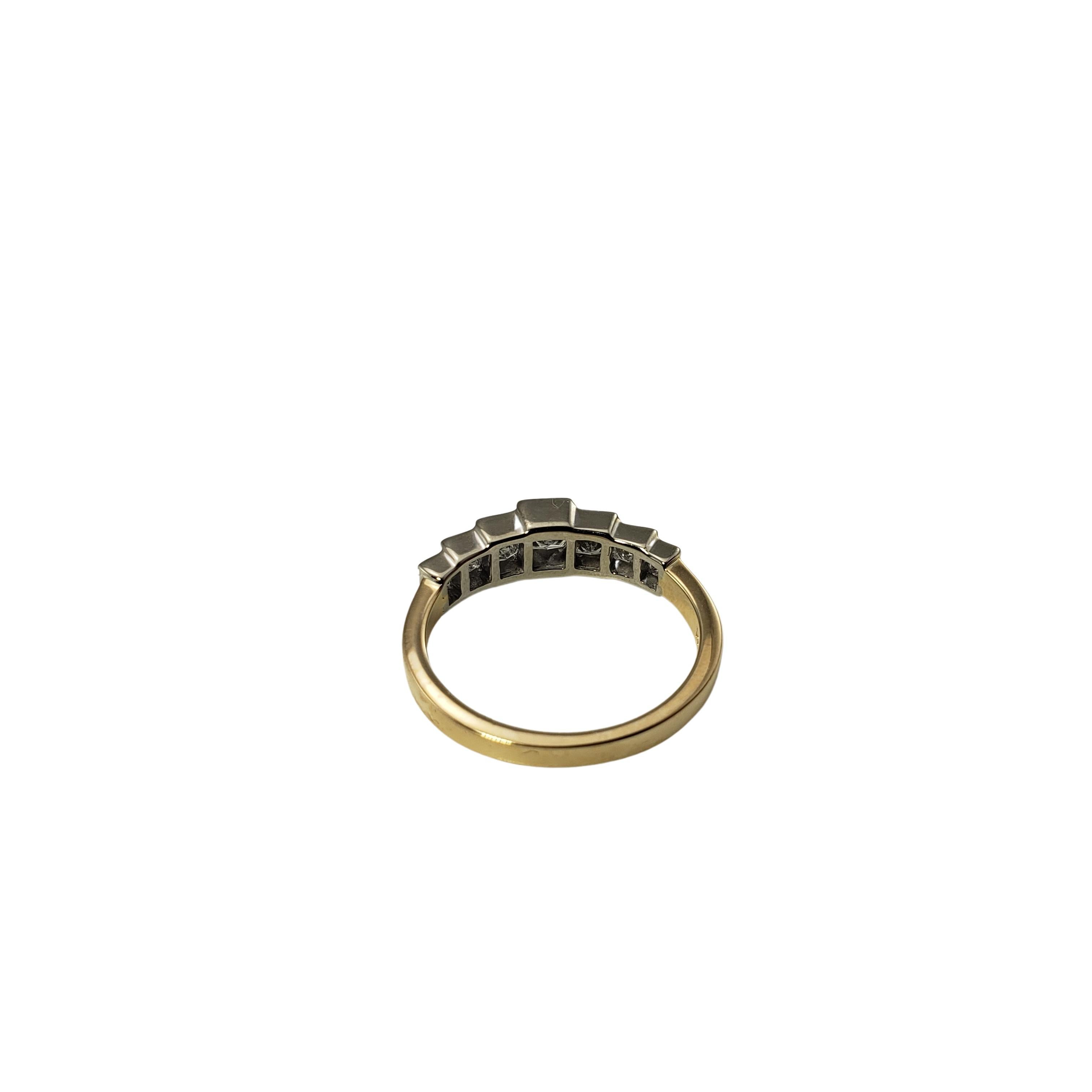 14 Karat White and Yellow Gold Princess Cut Diamond Ring Size 7.25 #18141 For Sale 1