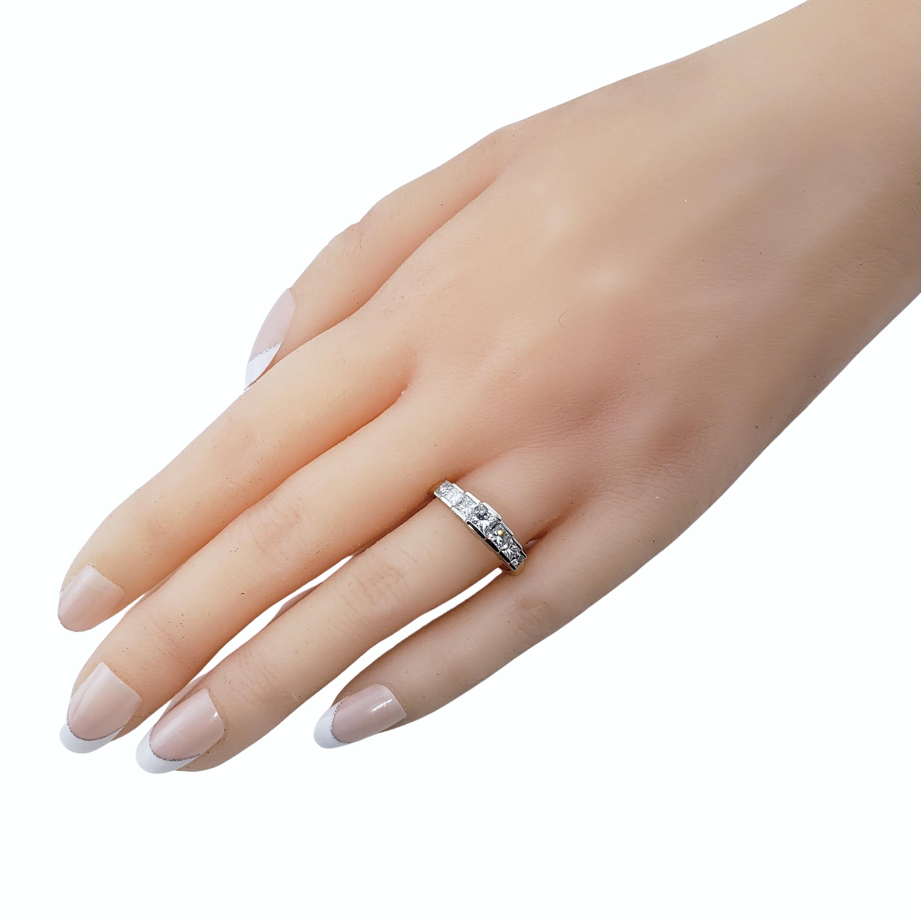 14 Karat White and Yellow Gold Princess Cut Diamond Ring Size 7.25 #18141 For Sale 3