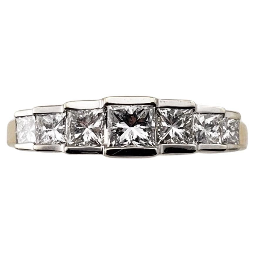 14 Karat White and Yellow Gold Princess Cut Diamond Ring Size 7.25 #18141
