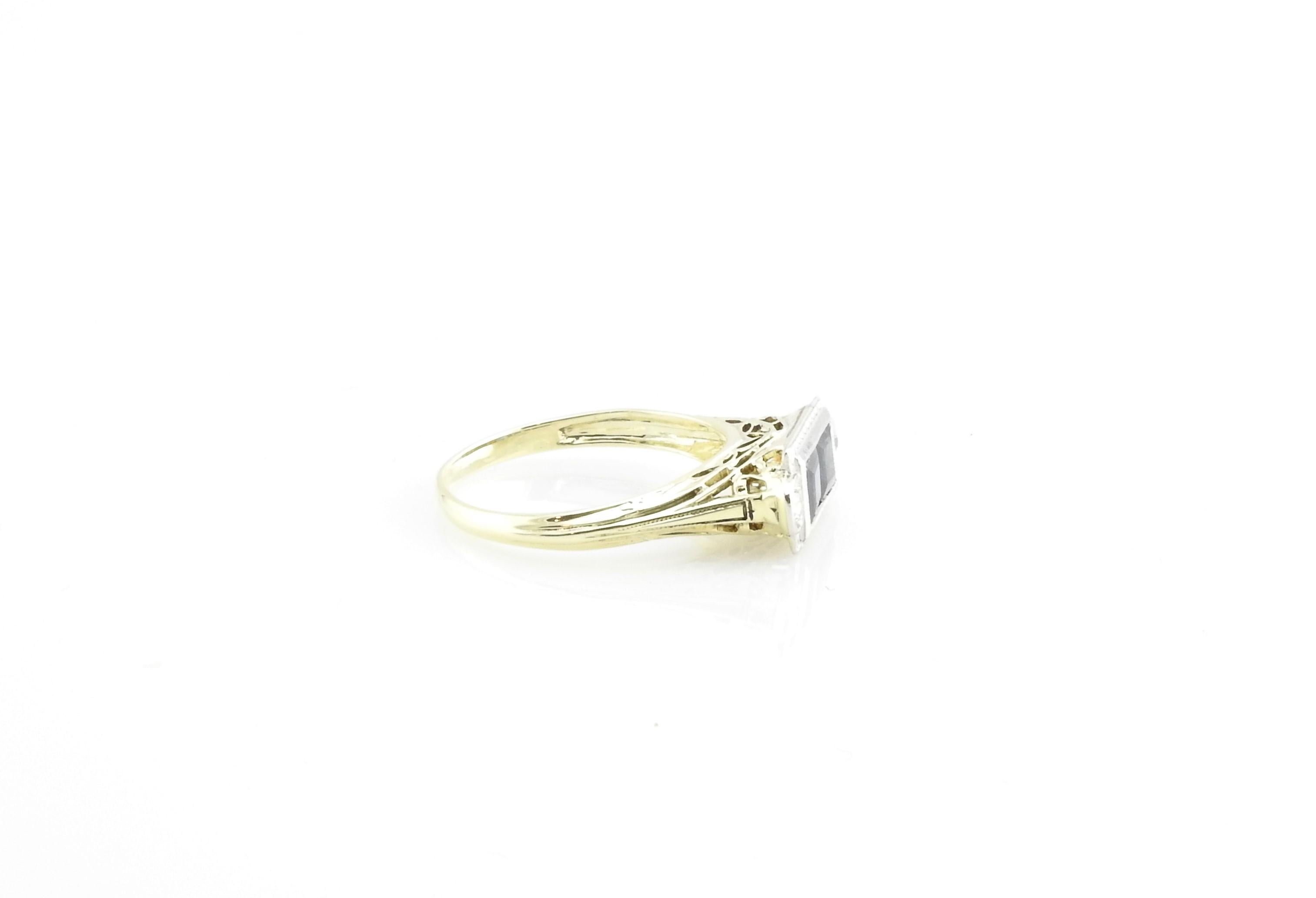 Women's 14 Karat White and Yellow Gold Genuine Sapphire and Diamond Ring
