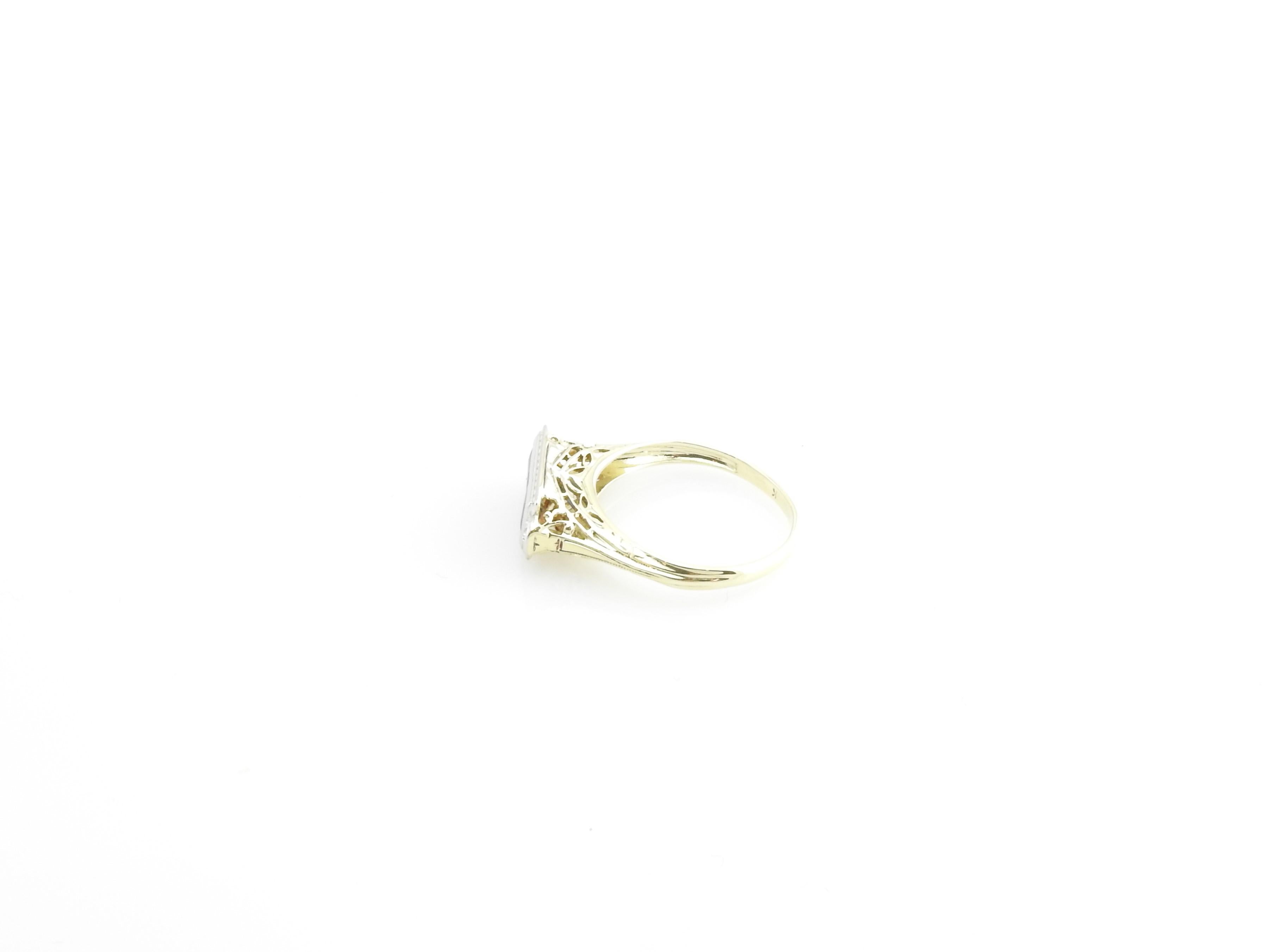 14 Karat White and Yellow Gold Genuine Sapphire and Diamond Ring 3