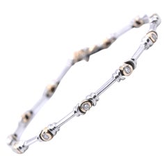 14 Karat White and Yellow Gold Two-Tone Diamond Station Bracelet