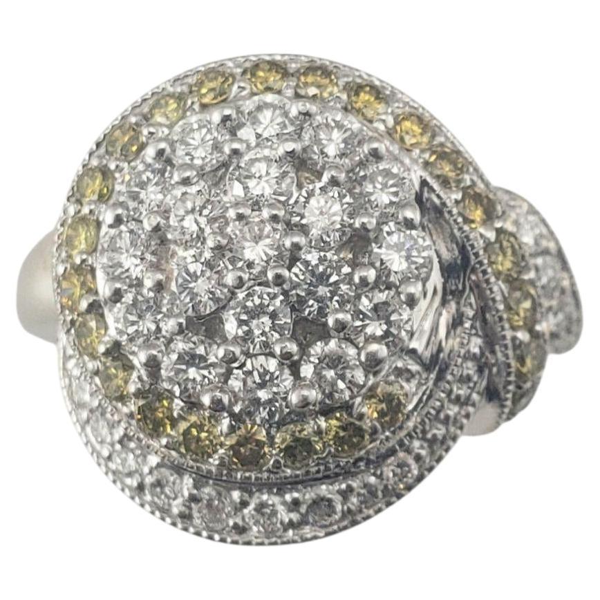 14 Karat White and Yellow Gold Yellow & White Diamond Cluster Ring Size 5 #22570