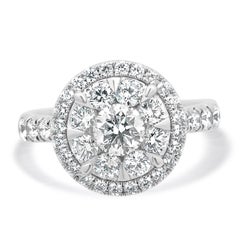 14 Karat Weißer Diamant Verlobungsring Cluster