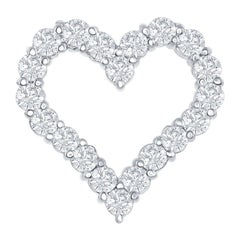 14 Karat White Diamond Heart Pendant 1.50 Carat