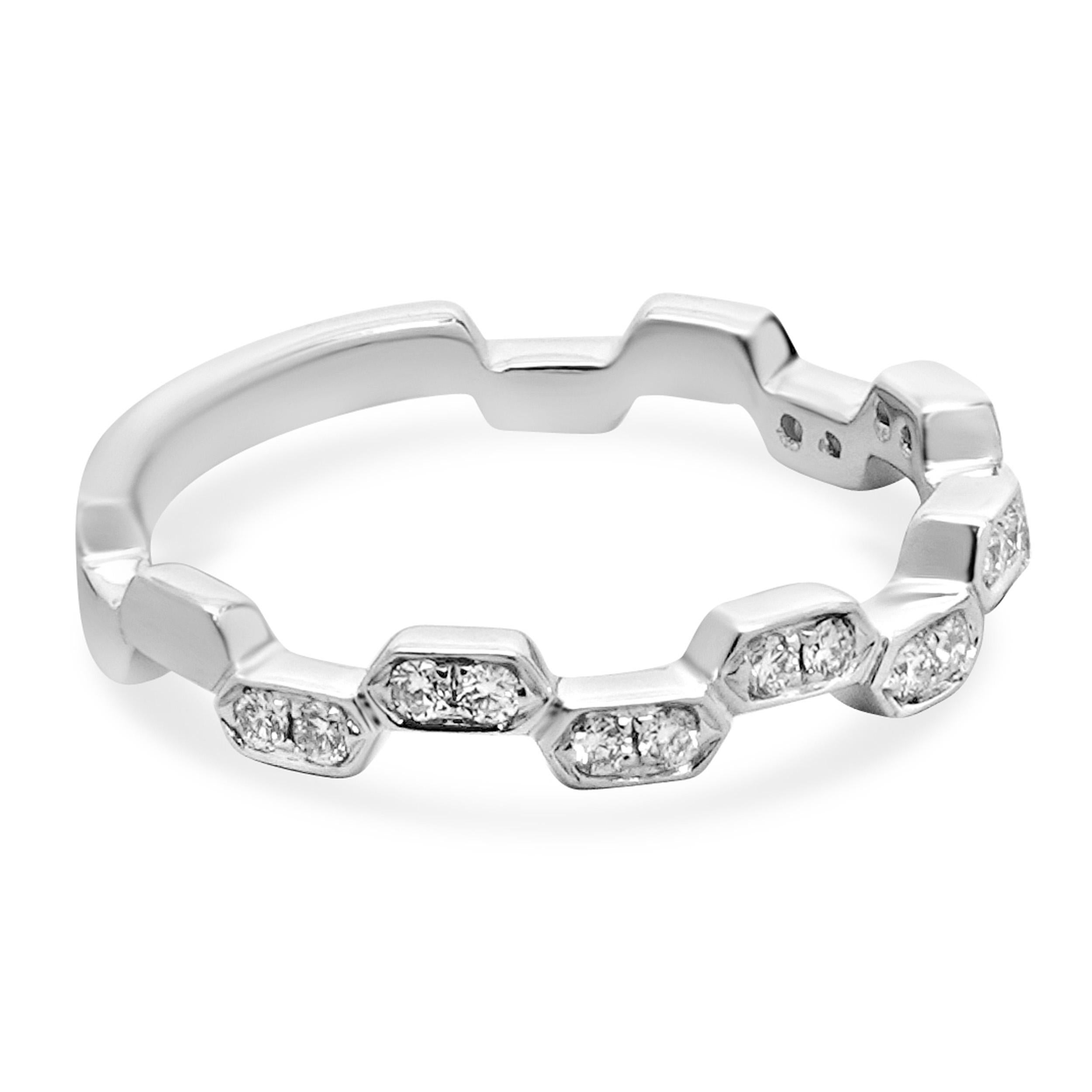 Brilliant Cut 14 Karat White Diamond Station Band For Sale