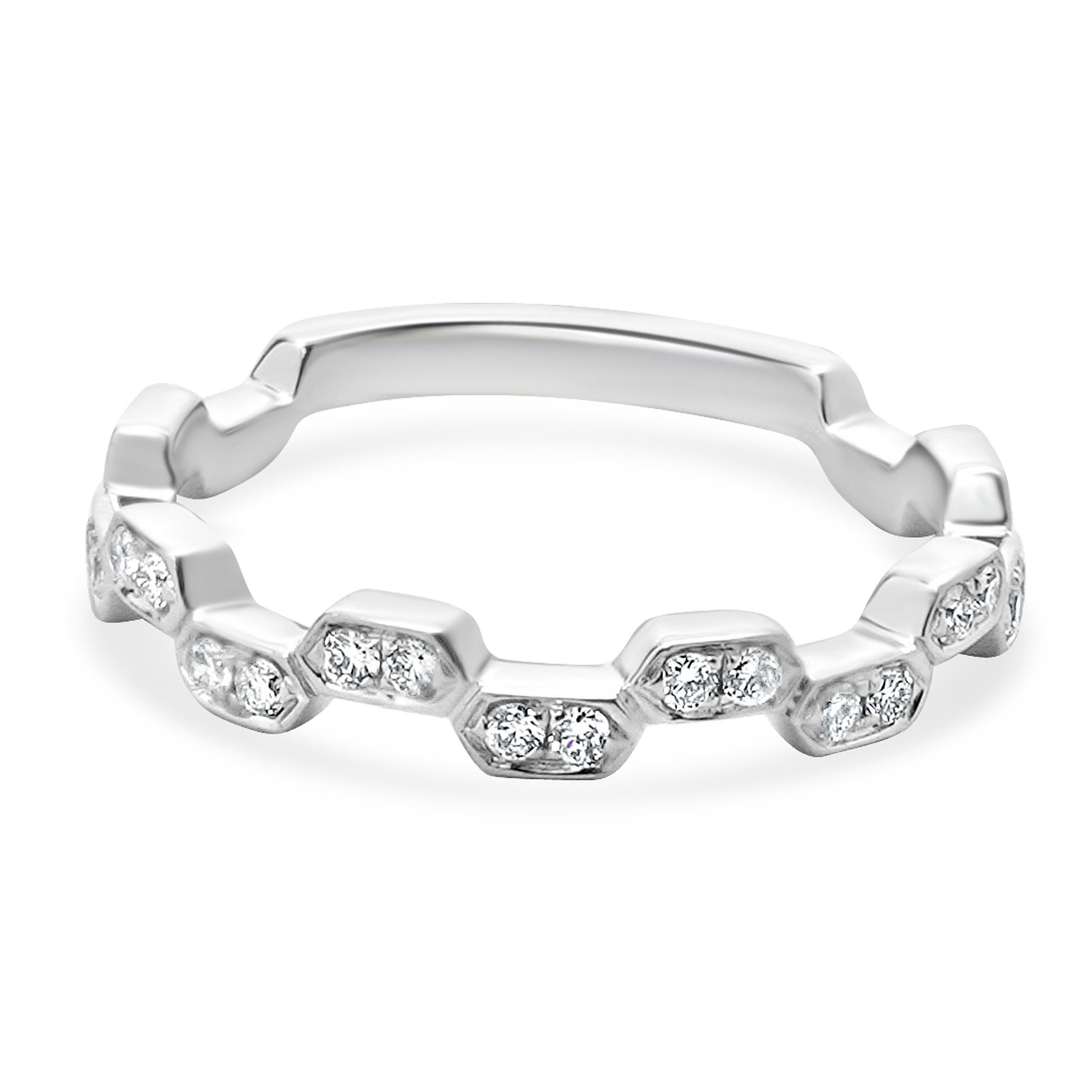 14 Karat White Diamond Station Band For Sale
