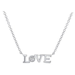 Collana Love in oro bianco 14 carati con diamante da 0,04 carati