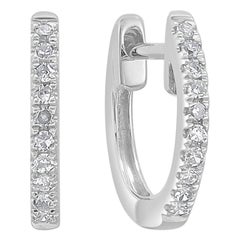 Orecchini a cerchio in oro bianco 14 carati con diamante da 0,06 carati