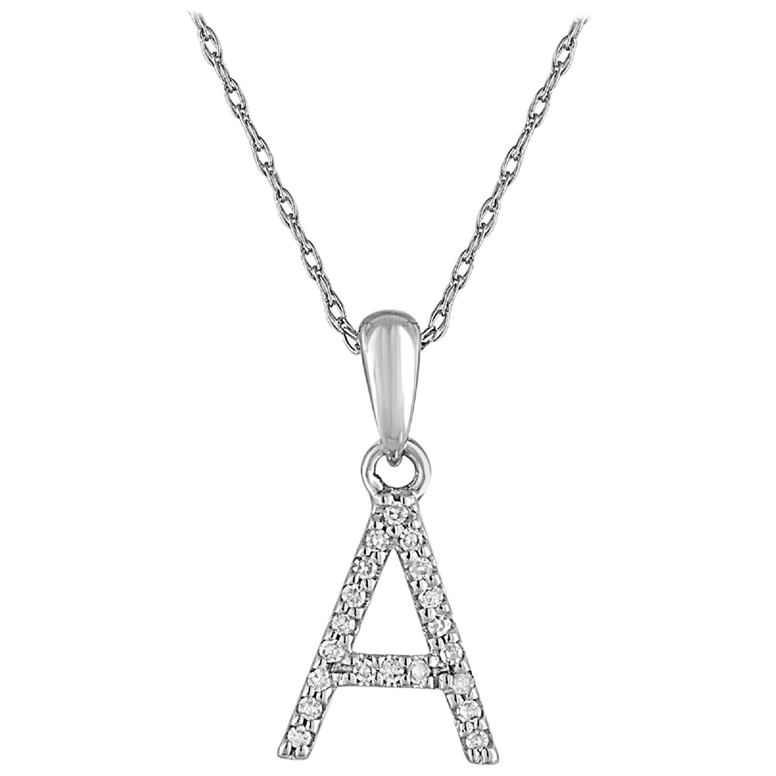 Collier pendentif en or blanc 14 carats avec diamants 0,06 carat d'origine