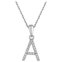 Collier pendentif en or blanc 14 carats avec diamants 0,06 carat d'origine
