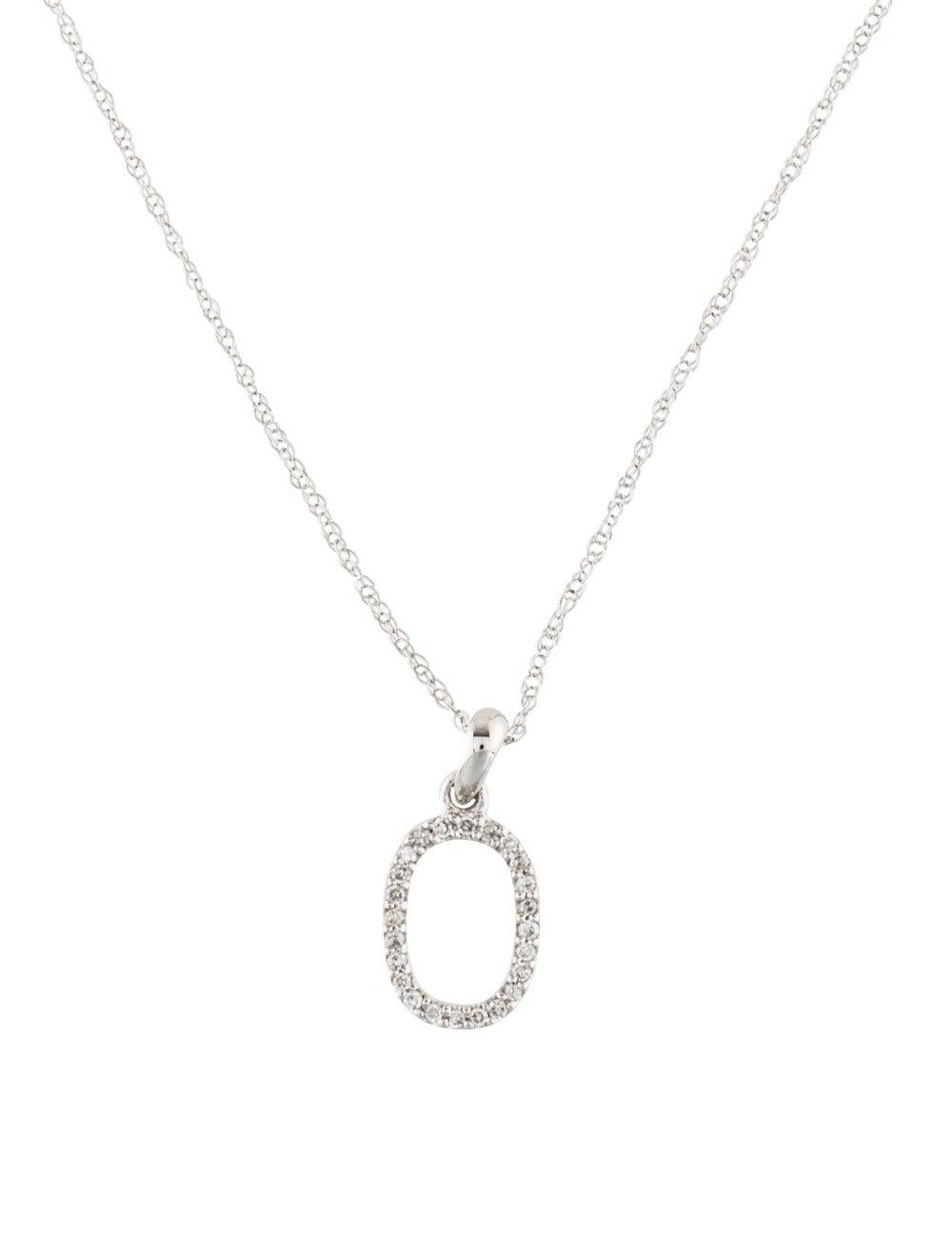 Single Cut 14 Karat White Gold 0.06 Carat Diamond Initial Pendant Necklace, Initial O For Sale