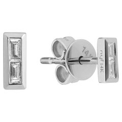 14 Karat White Gold 0.07 Carat Baguette Diamond Stud Earrings 14 Karat White Gold 0.07 Carat Baguette Diamond Stud Earrings