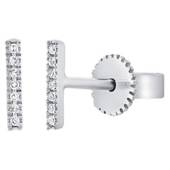 14 Karat White Gold 0.07 Carat Diamond Bar Earrings
