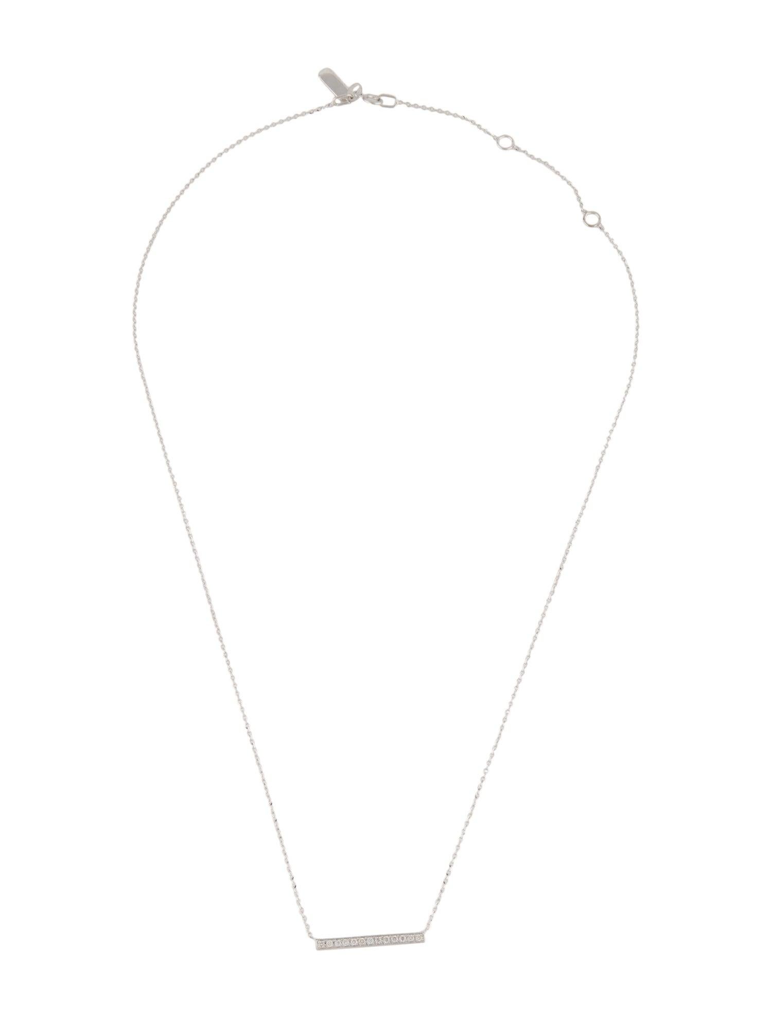 Contemporary 14 Karat White Gold 0.10 Carat Diamond Bar Necklace