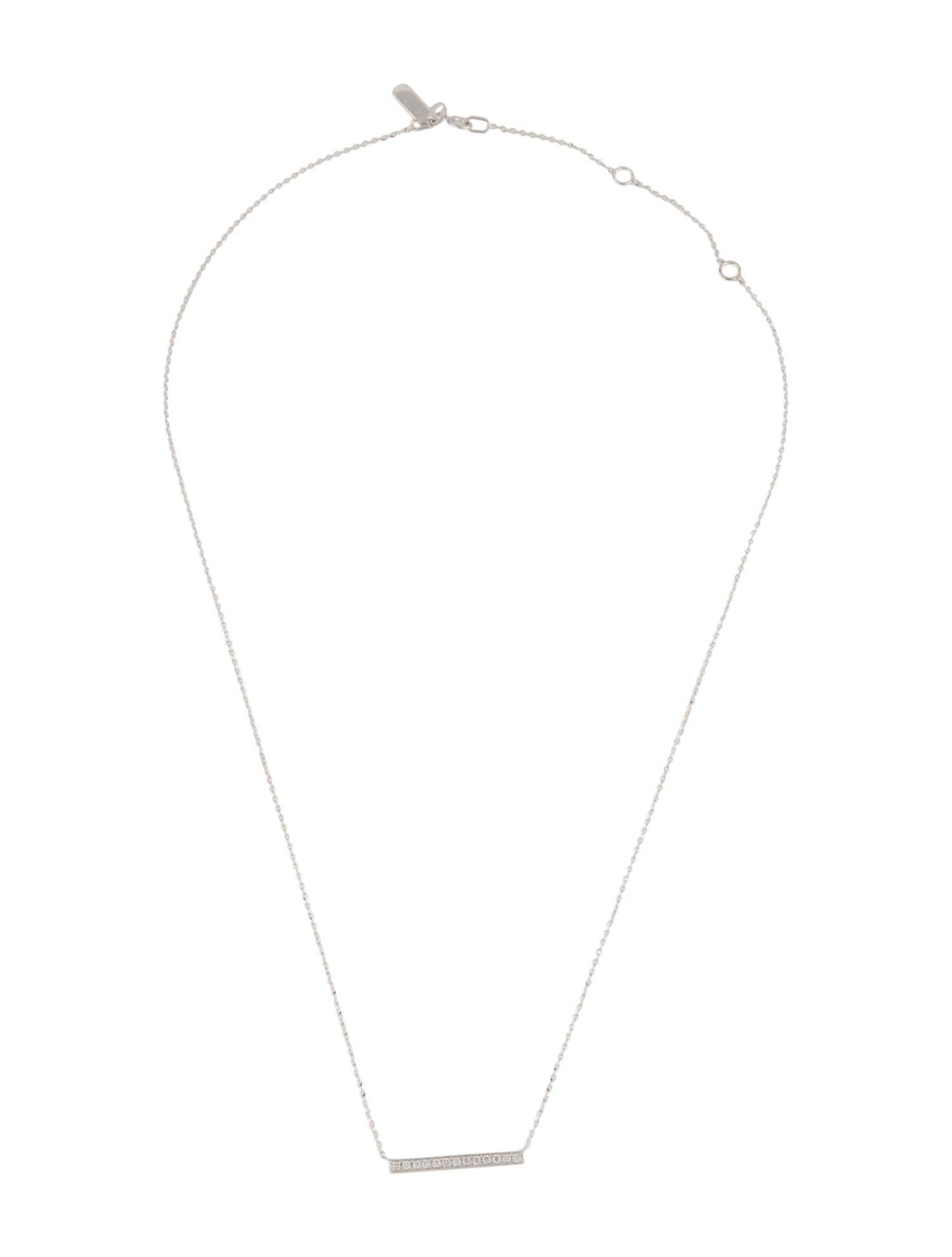 Contemporary 14 Karat White Gold 0.10 Carat Diamond Bar Necklace For Sale