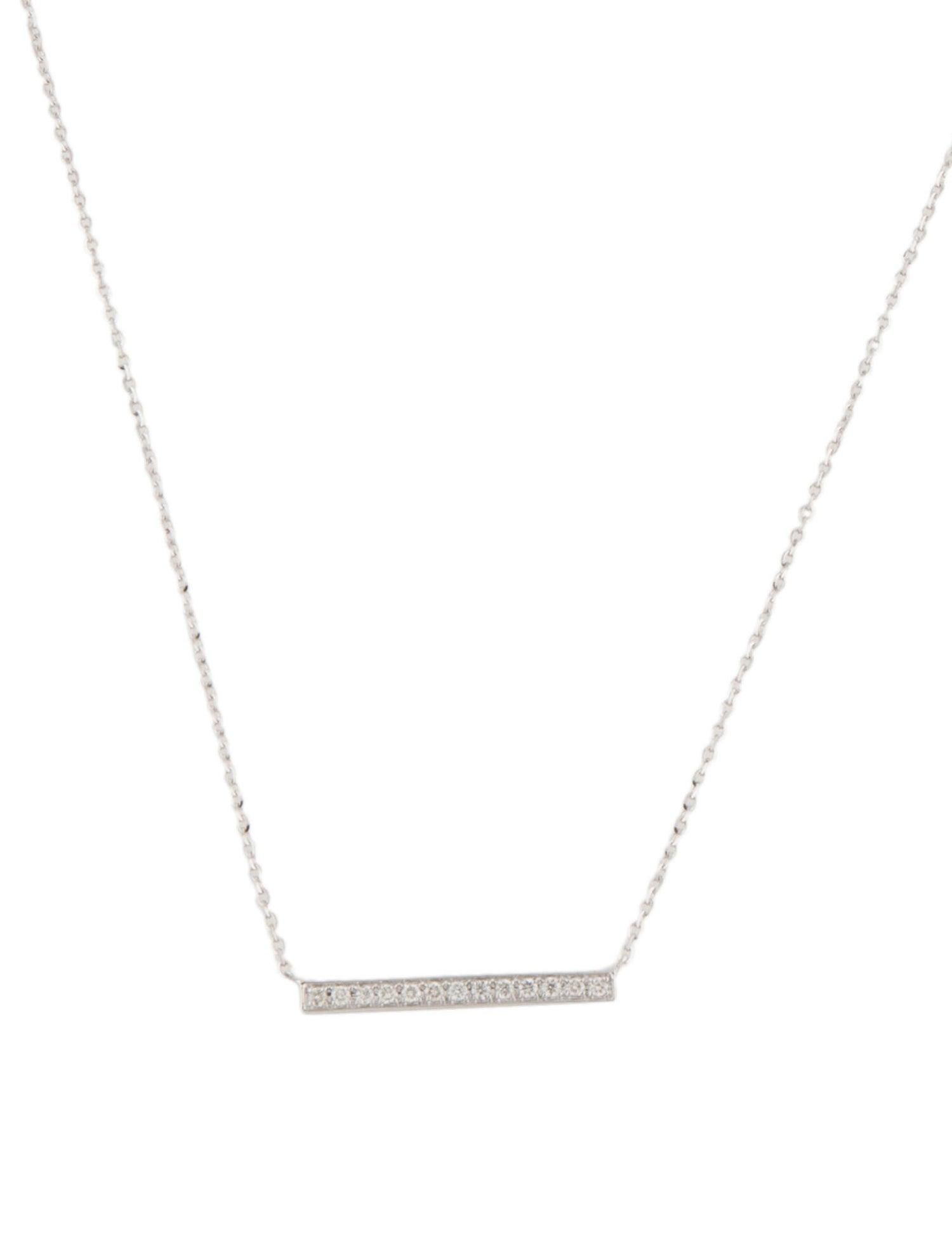 Round Cut 14 Karat White Gold 0.10 Carat Diamond Bar Necklace For Sale