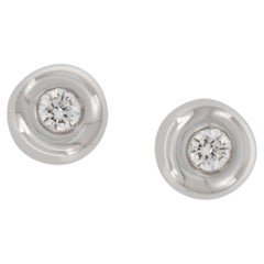14 Karat White Gold 0.10 Carat Diamond Bezel Stud Earrings 