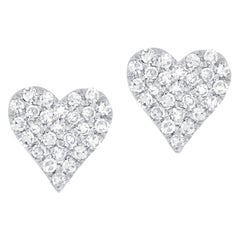 Boucles d'oreilles en forme de cœur en or blanc 14 carats avec diamants de 0,10 carat
